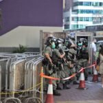 National guard begins deploying on DC streets after Trump police takeover - At the 30.04.2020 afternoon police is standing in front of Prince Edward Station.